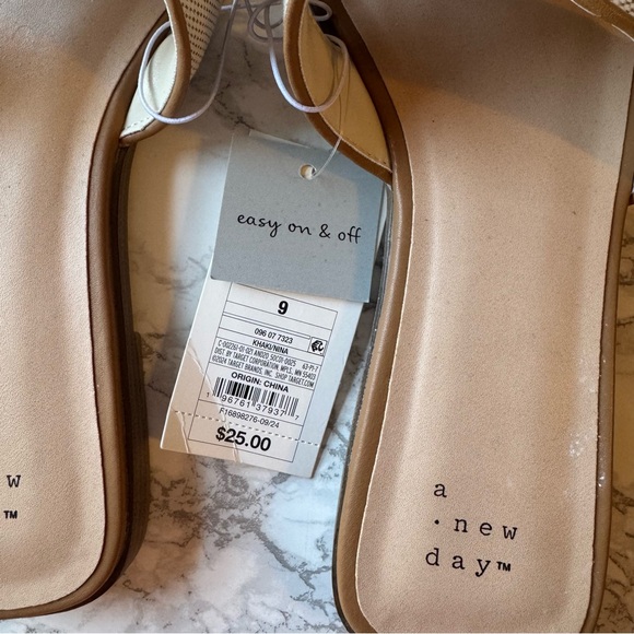 NWT A New Day H-Band Beige & Brown Slide Sandals - Picture 4 of 5